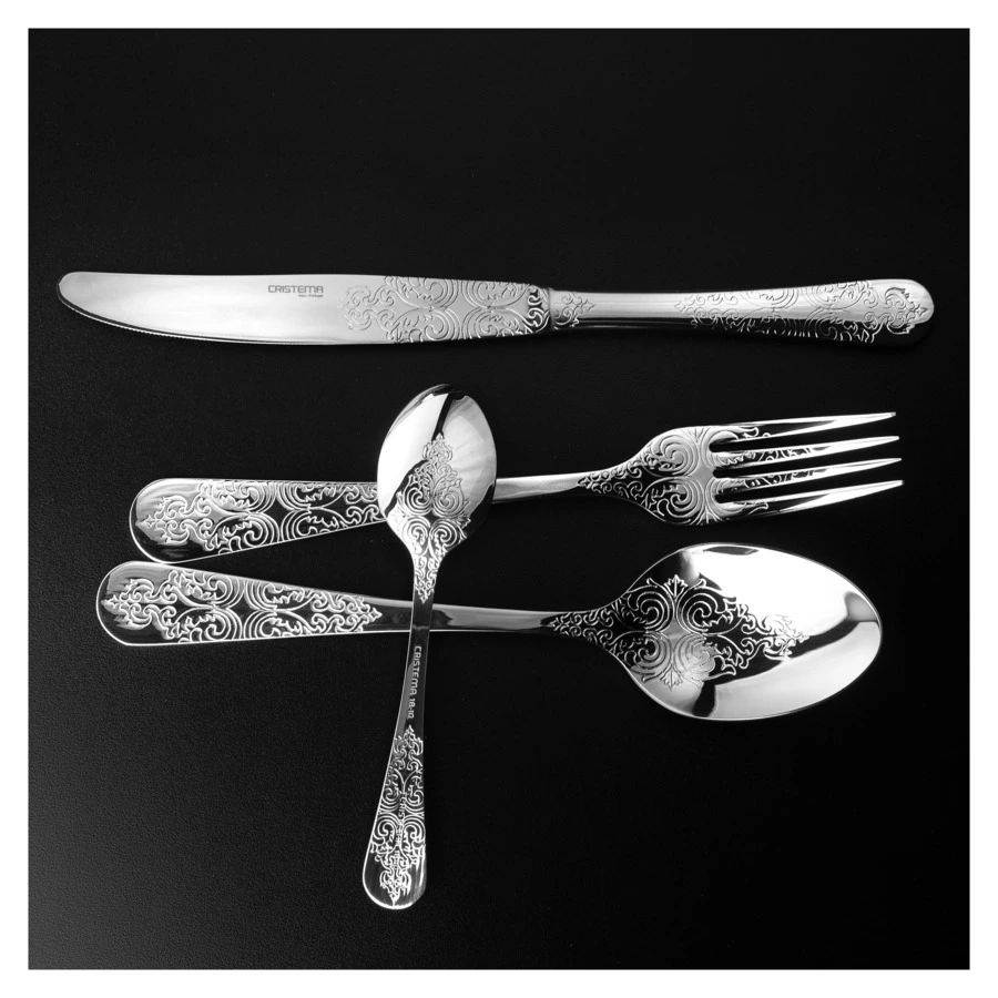 Набор столовых приборов CRISTEMA Antique на 6 персон 24 предмета, сталь нержавеющая, п/к