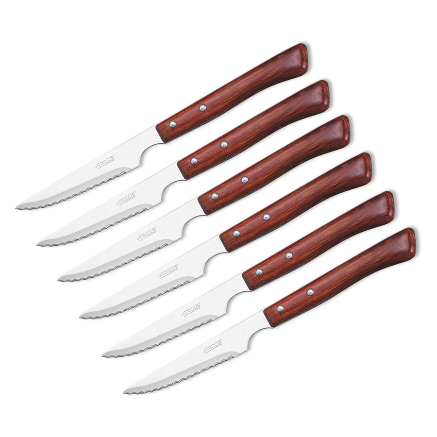 Набор ножей для мяса Arcos Steak Knives 6 шт 24х14 см, нержавеющая сталь, дерево