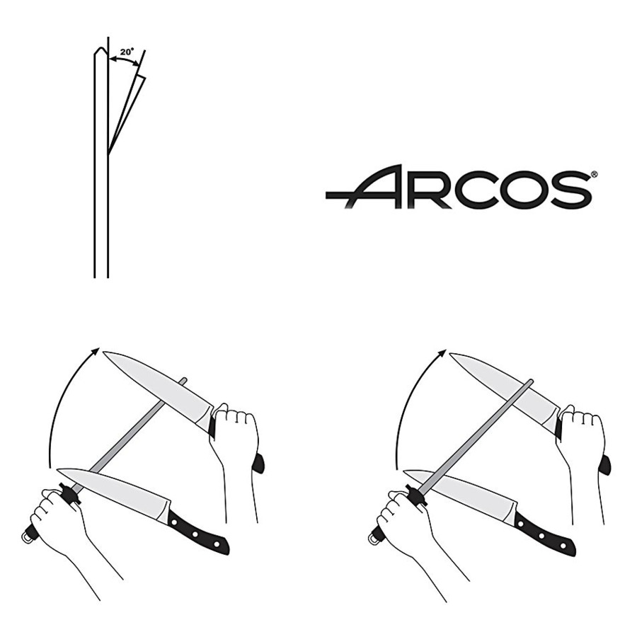 Мусат Arcos Sharpening steels 34х4 см, нержавеющая сталь, пластик