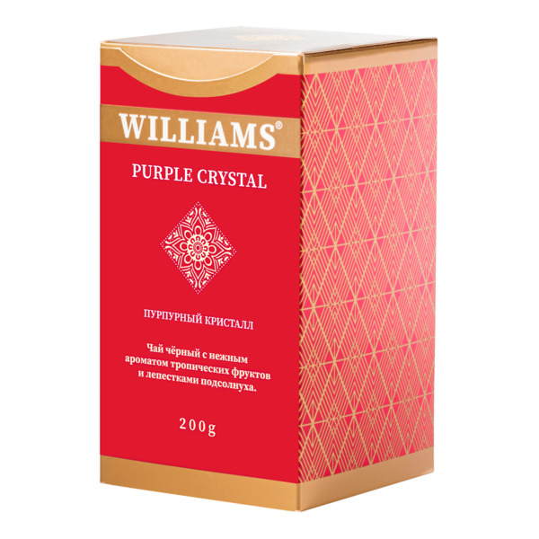 Чай черный байховый цейлонский листовой WILLIAMS Purple Crystal С сафлором 200 г