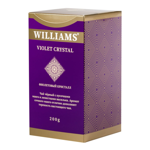 Чай черный байховый цейлонский листовой WILLIAMS Violet Crystal с лепестками василька и кусочками ма