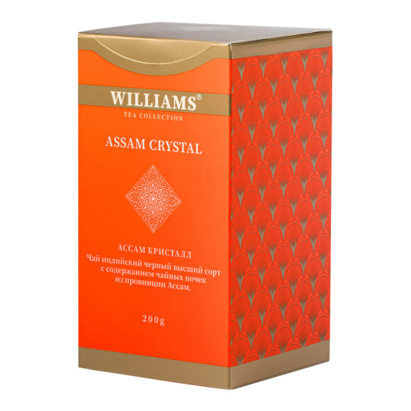 Чай черный индийский листовой WILLIAMS Assam Crystal с высоким содержанием чайных почек 200 г