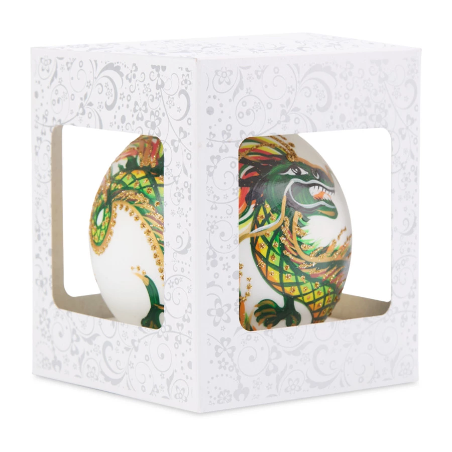 Игрушка елочная шар Bartosh Восточный дракон №4 10х10 см, стекло, зеленая, п/к