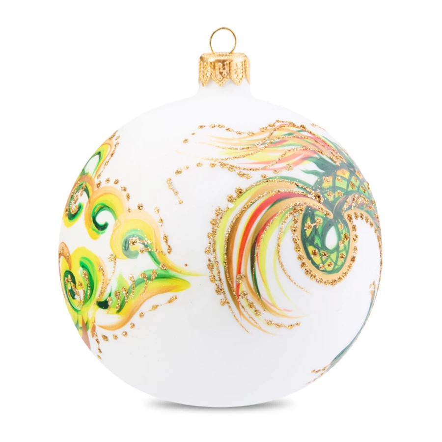 Игрушка елочная шар Bartosh Восточный дракон №4 10х10 см, стекло, зеленая, п/к