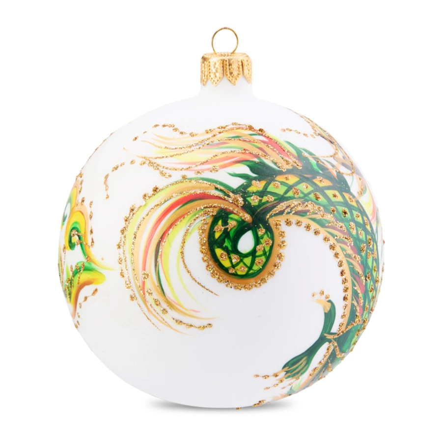 Игрушка елочная шар Bartosh Восточный дракон №4 10х10 см, стекло, зеленая, п/к