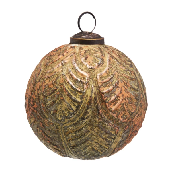 Игрушка елочная шар Best decor place Листья 10 см, стекло, коричневая