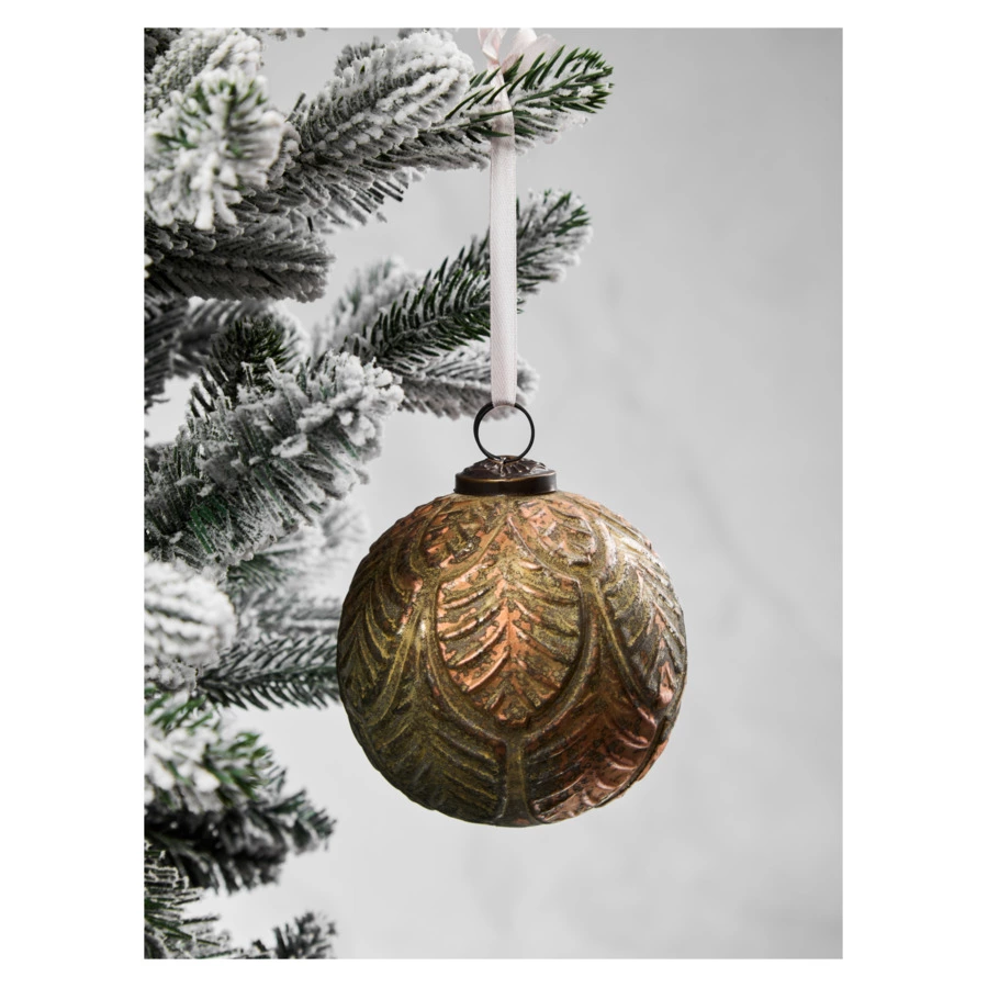 Игрушка елочная шар Best decor place Листья 10 см, стекло, коричневая