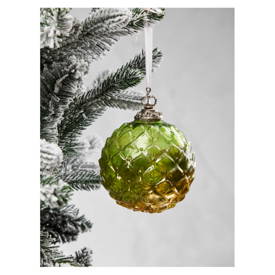 Игрушка елочная шар Best decor place 10 см, стекло, зеленая