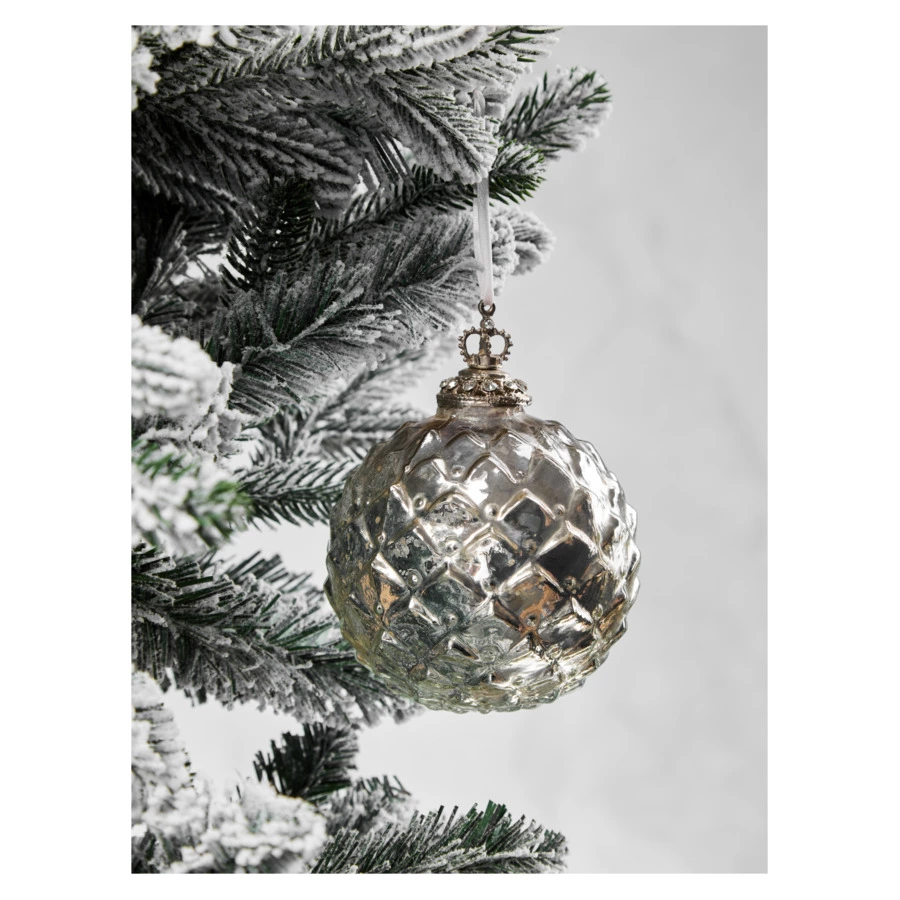 Игрушка елочная шар Best decor place 10 см, стекло, серебристая