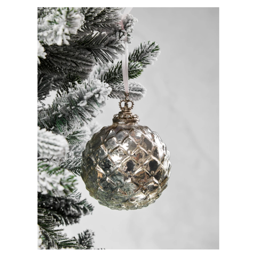 Игрушка елочная шар Best decor place 10 см, стекло, серебристая