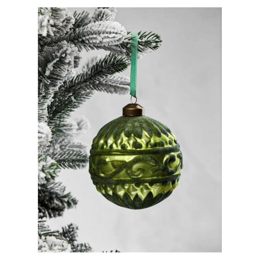 Игрушка елочная шар Best decor place 10 см, стекло, зеленая