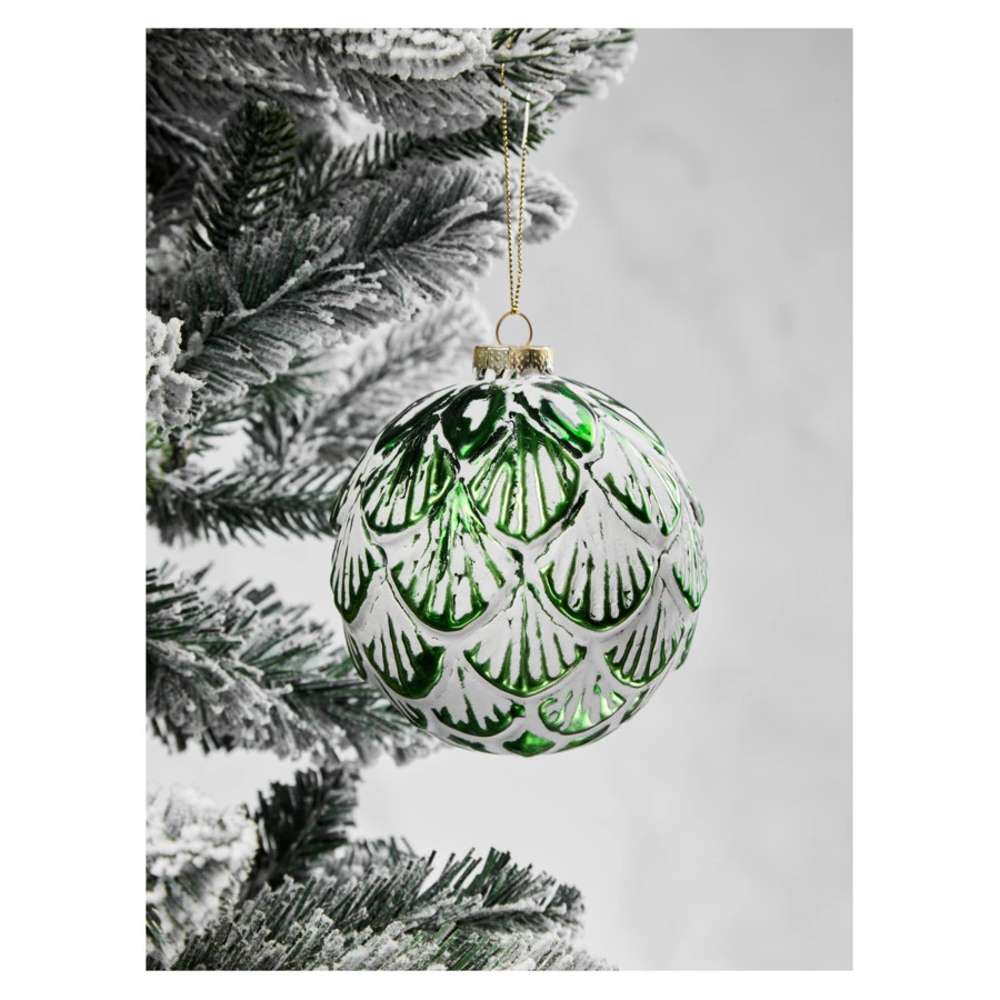 Игрушка елочная шар Best decor place Снежная елка 10 см, стекло