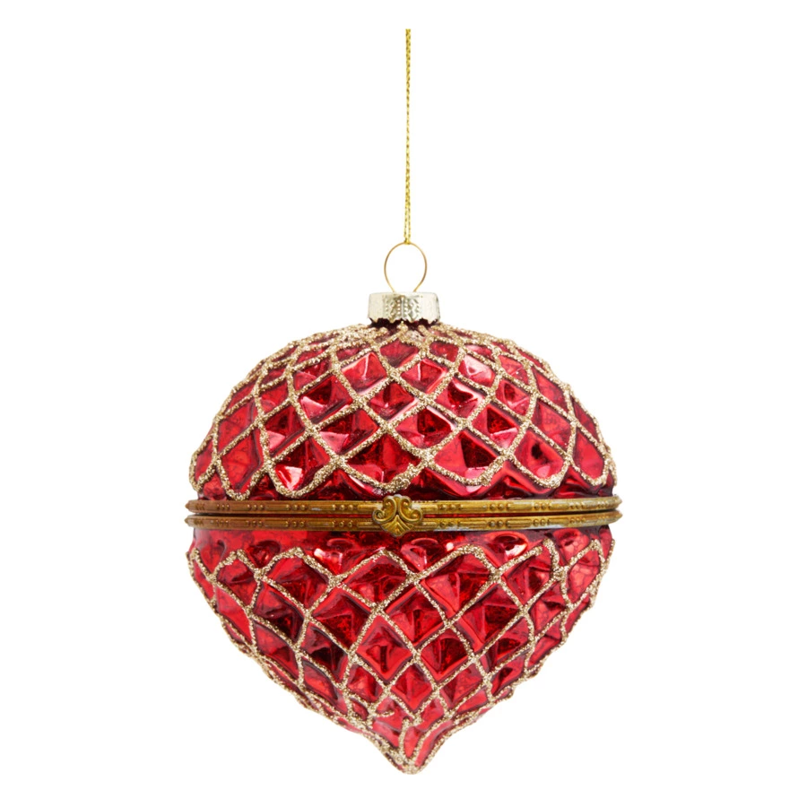 Игрушка елочная шар Best decor place Шкатулка 10 см, стекло, красная