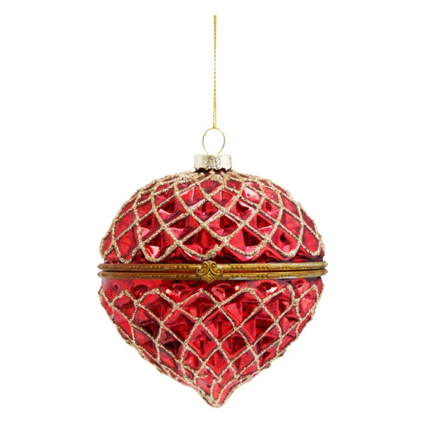 Игрушка елочная шар Best decor place Шкатулка 10 см, стекло, красная