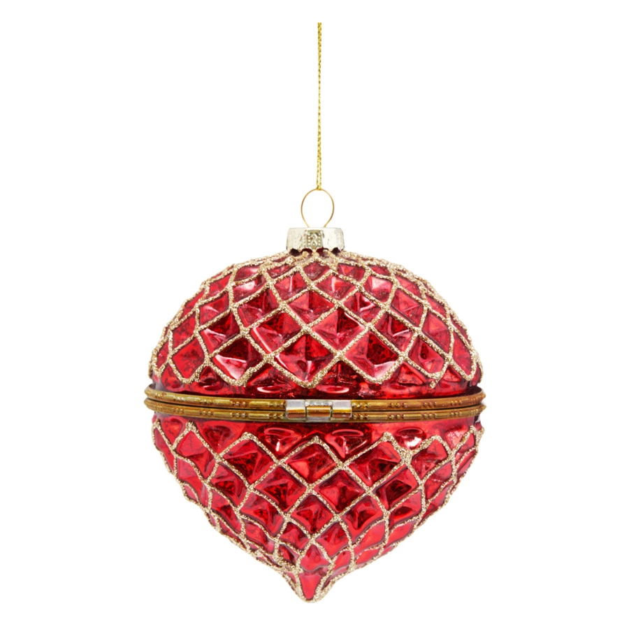 Игрушка елочная шар Best decor place Шкатулка 10 см, стекло, красная