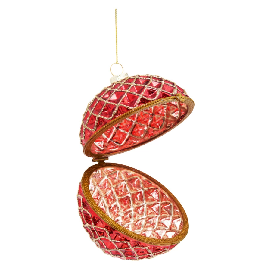 Игрушка елочная шар Best decor place Шкатулка 10 см, стекло, красная