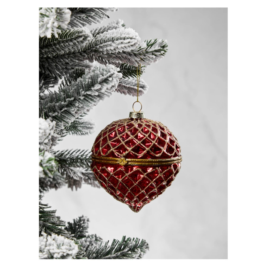 Игрушка елочная шар Best decor place Шкатулка 10 см, стекло, красная