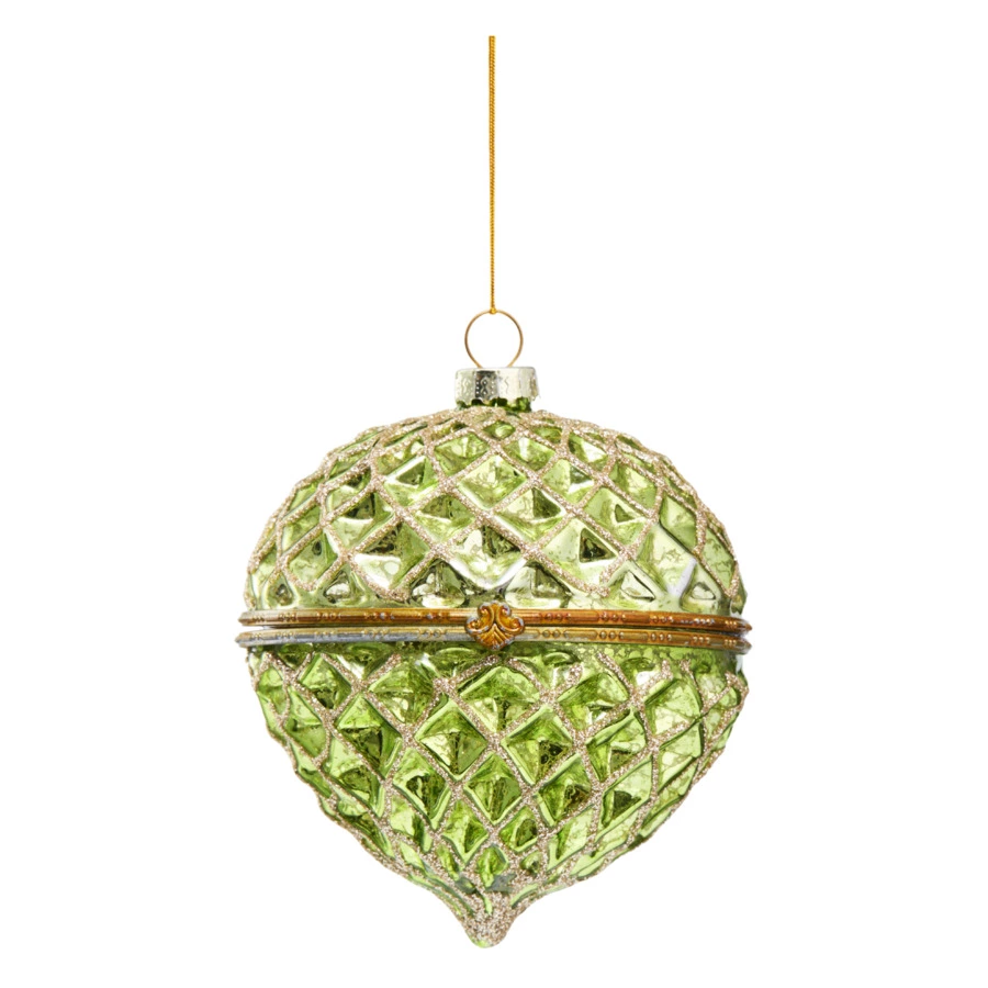Игрушка елочная шар Best decor place Шкатулка 10 см, стекло, зеленая