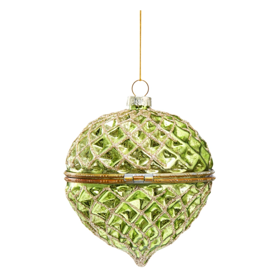 Игрушка елочная шар Best decor place Шкатулка 10 см, стекло, зеленая