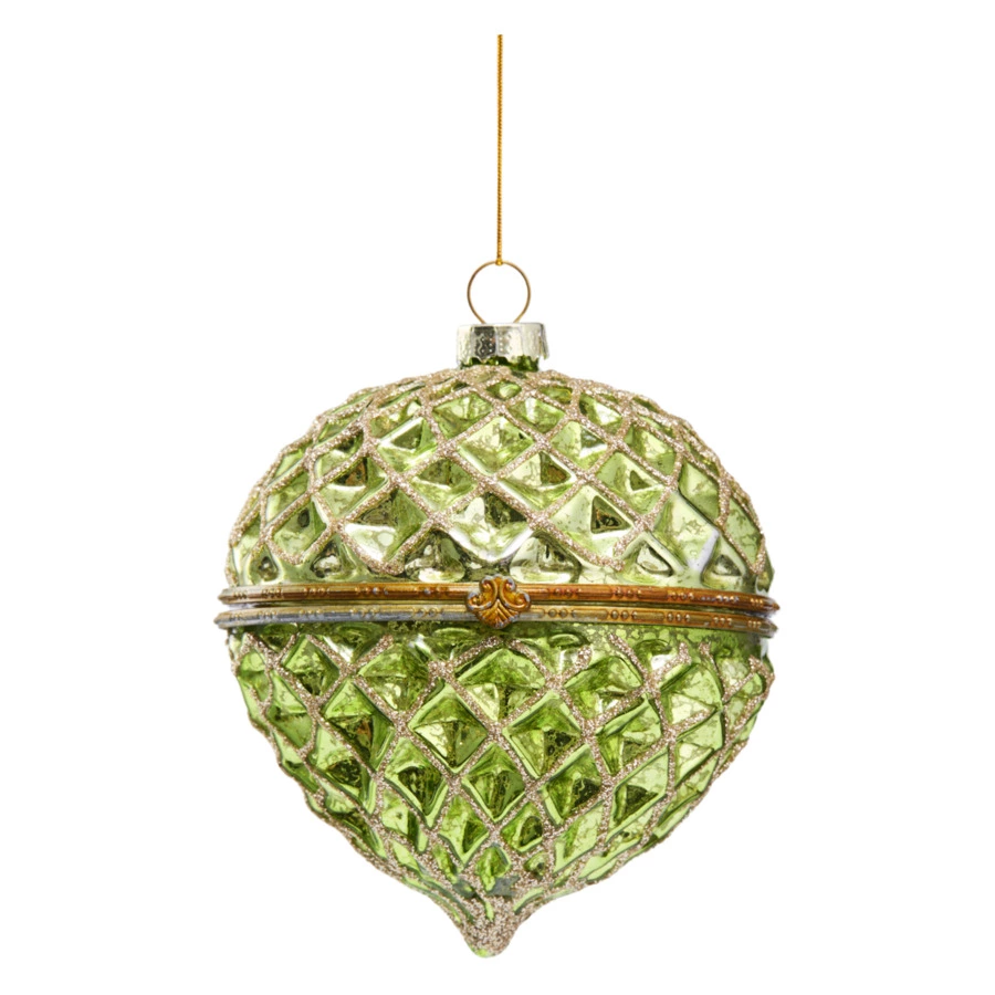 Игрушка елочная шар Best decor place Шкатулка 10 см, стекло, зеленая