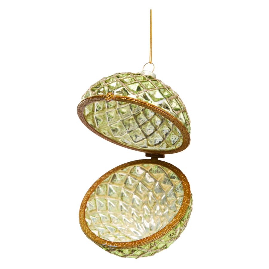 Игрушка елочная шар Best decor place Шкатулка 10 см, стекло, зеленая