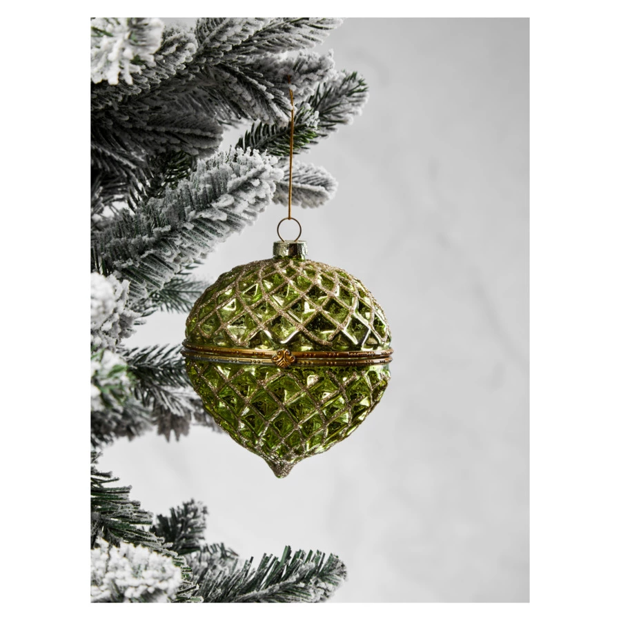 Игрушка елочная шар Best decor place Шкатулка 10 см, стекло, зеленая