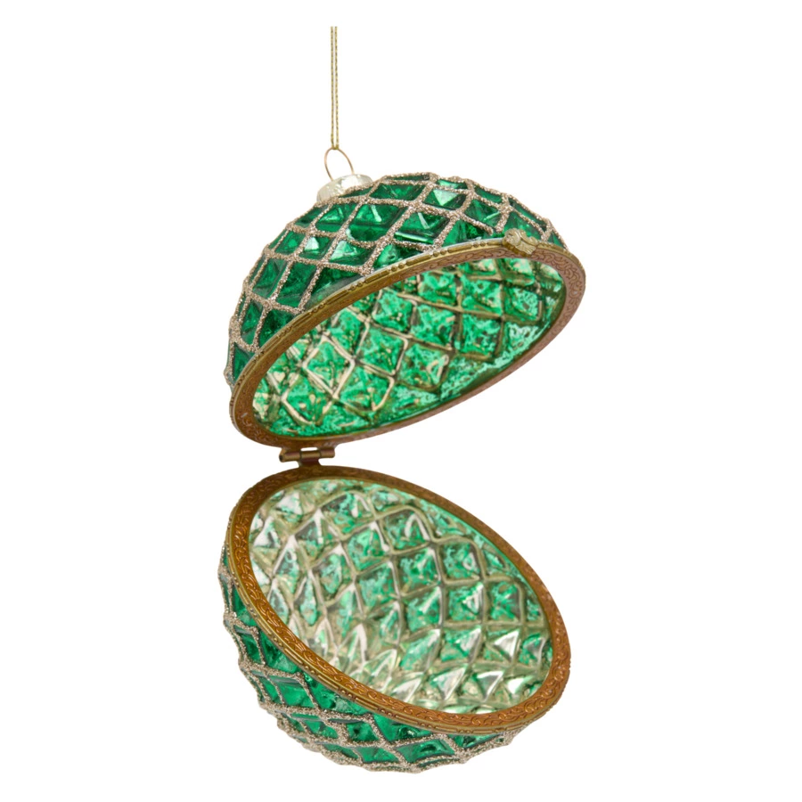 Игрушка елочная шар Best decor place Шкатулка 10 см, стекло, темно-зеленая