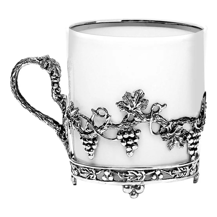 Чашка кофейная с ложкой в футляре АргентА Виноград 89,97 г, серебро 925