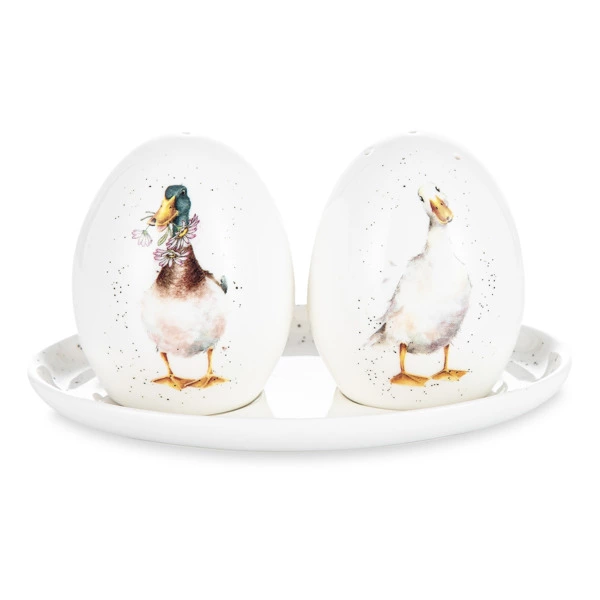 Набор из солонки и подставки Royal Worcester Забавная фауна Утки 8 см, фарфор костяной