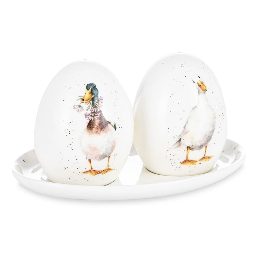Набор из солонки и подставки Royal Worcester Забавная фауна Утки 8 см, фарфор костяной