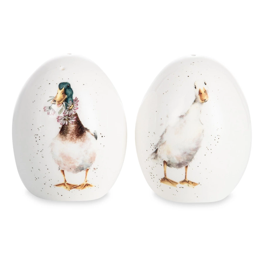 Набор из солонки и подставки Royal Worcester Забавная фауна Утки 8 см, фарфор костяной