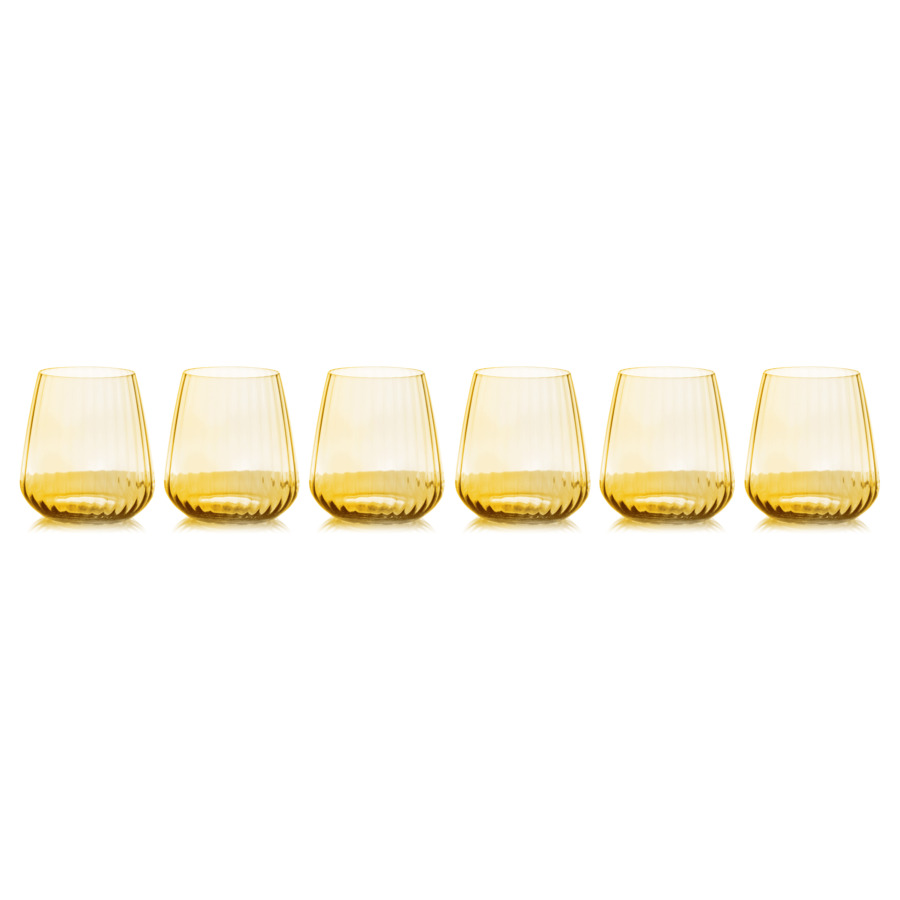 Набор стаканов для виски Le Stelle Opium 450 мл, 6 шт, янтарный, стекло хрустальное, п/к