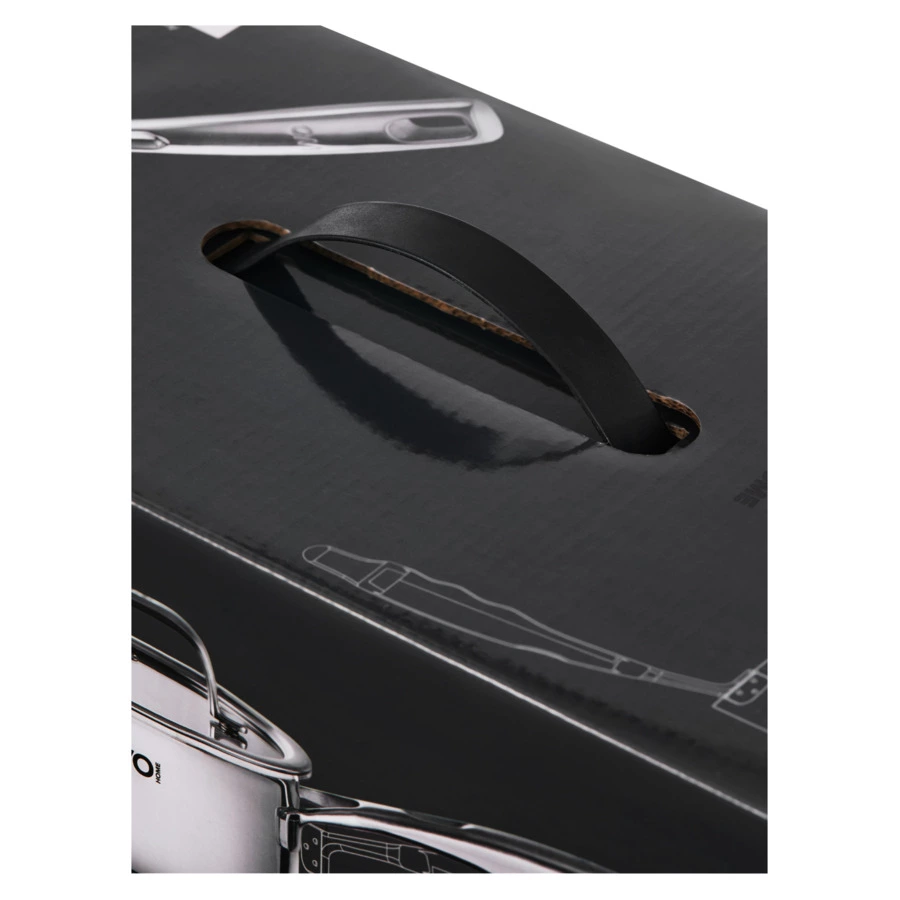 Ковш со стеклянной крышкой WO HOME Verona 1,6 л, 16x8 см, сталь нержавеющая 18/10, п/к