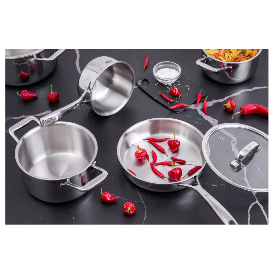 Ковш со стеклянной крышкой WO HOME Verona 1,6 л, 16x8 см, сталь нержавеющая 18/10, п/к