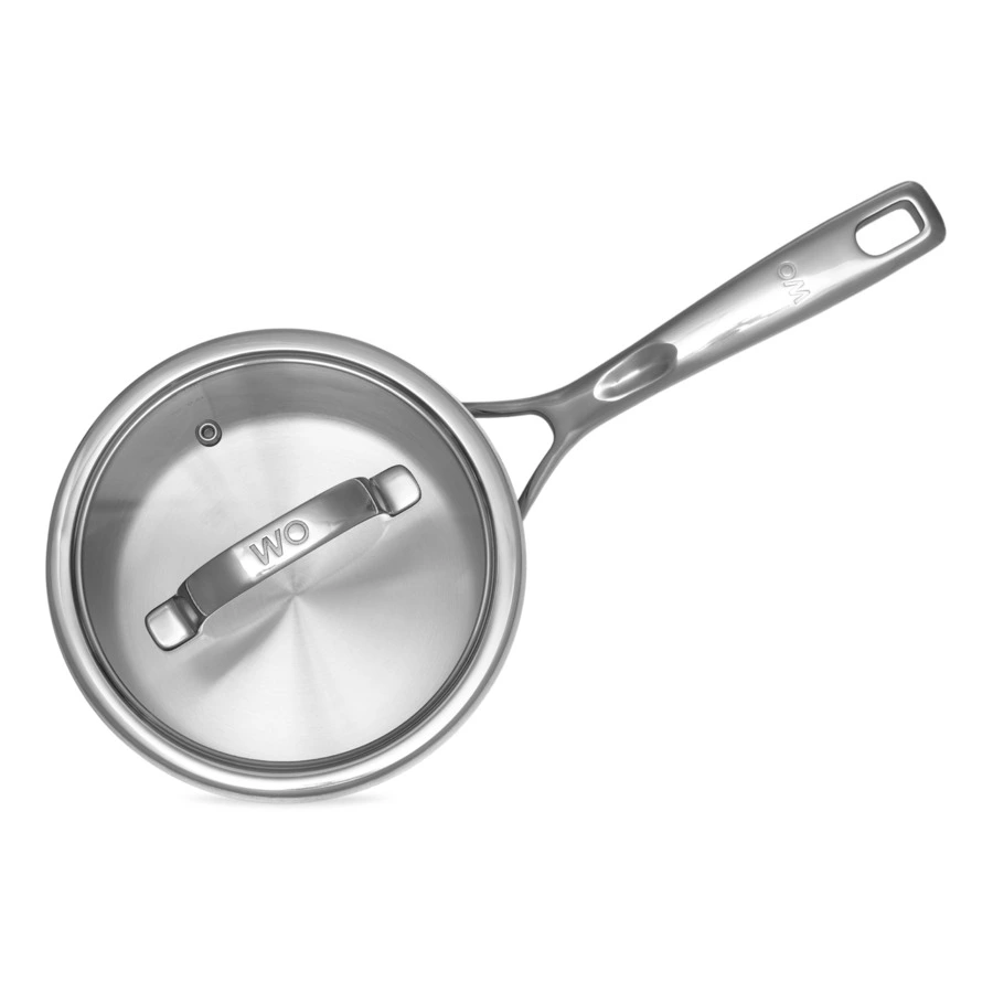 Ковш со стеклянной крышкой WO HOME Verona 1,6 л, 16x8 см, сталь нержавеющая 18/10, п/к