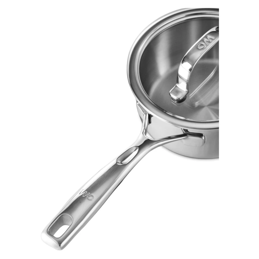 Ковш со стеклянной крышкой WO HOME Verona 1,6 л, 16x8 см, сталь нержавеющая 18/10, п/к