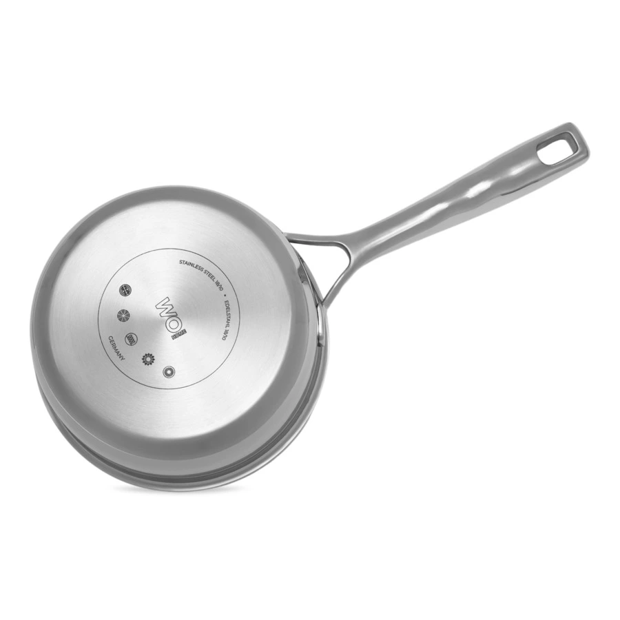 Ковш со стеклянной крышкой WO HOME Verona 1,6 л, 16x8 см, сталь нержавеющая 18/10, п/к