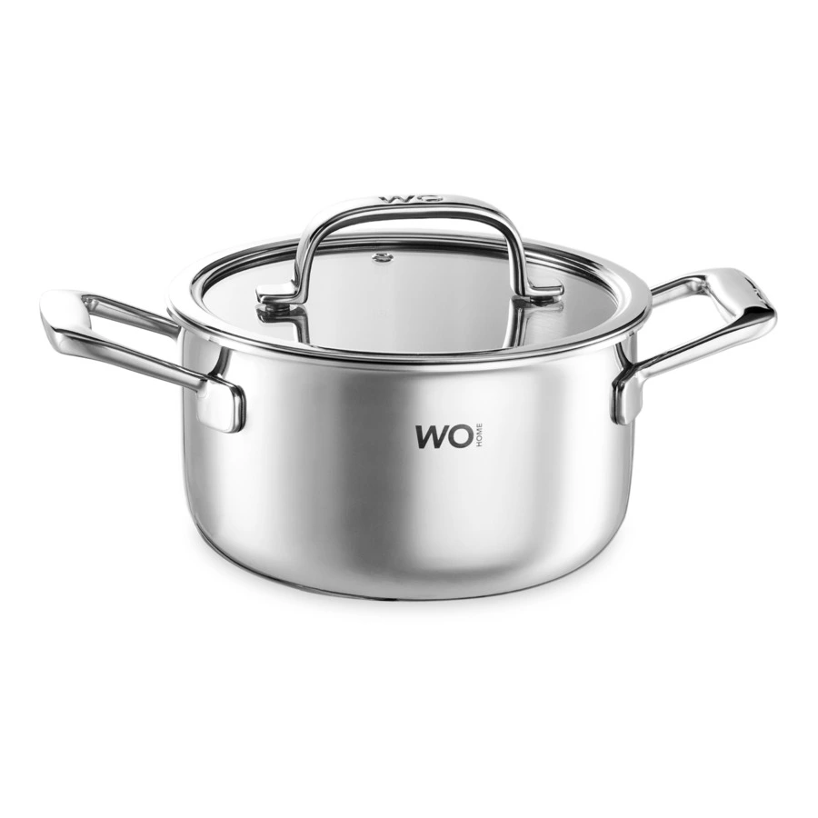 Кастрюля со стеклянной крышкой WO HOME Verona 3,4 л, 20х11 см, сталь нержавеющая 18/10, п/к