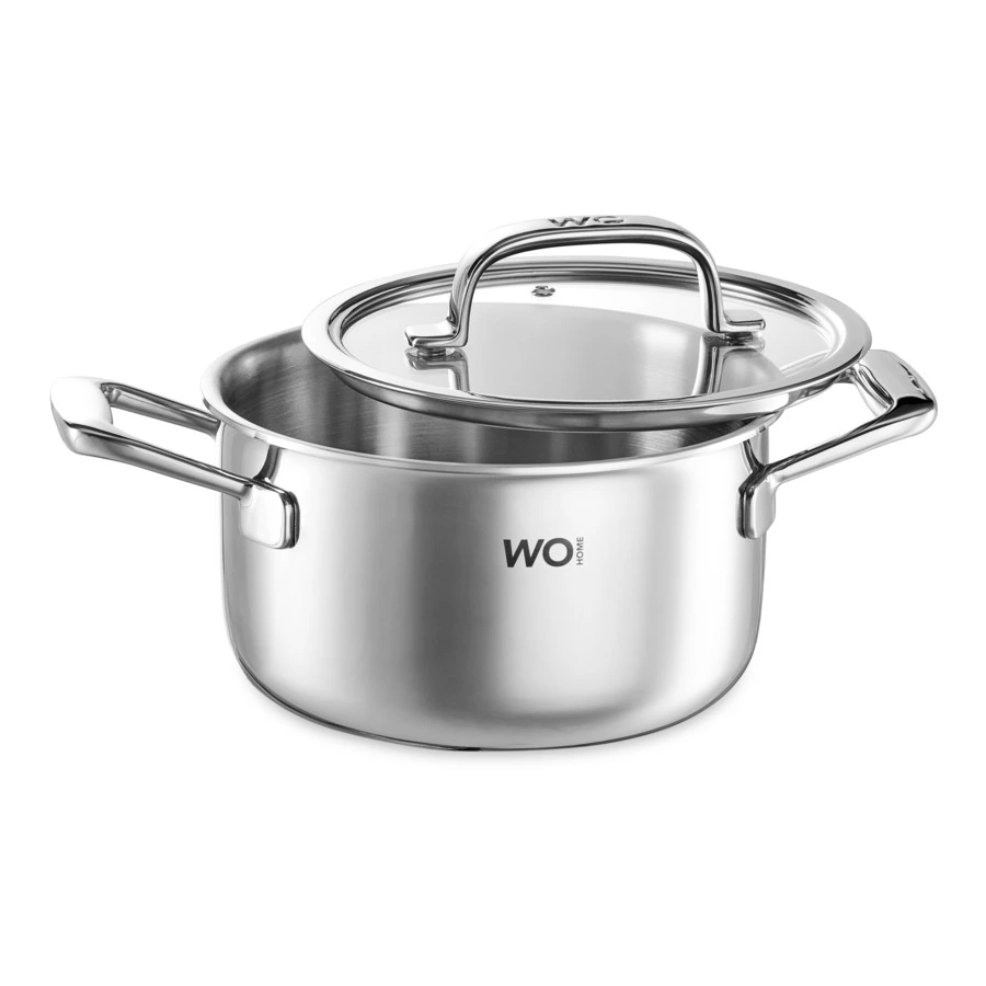 Кастрюля со стеклянной крышкой WO HOME Verona 3,4 л, 20х11 см, сталь нержавеющая 18/10, п/к