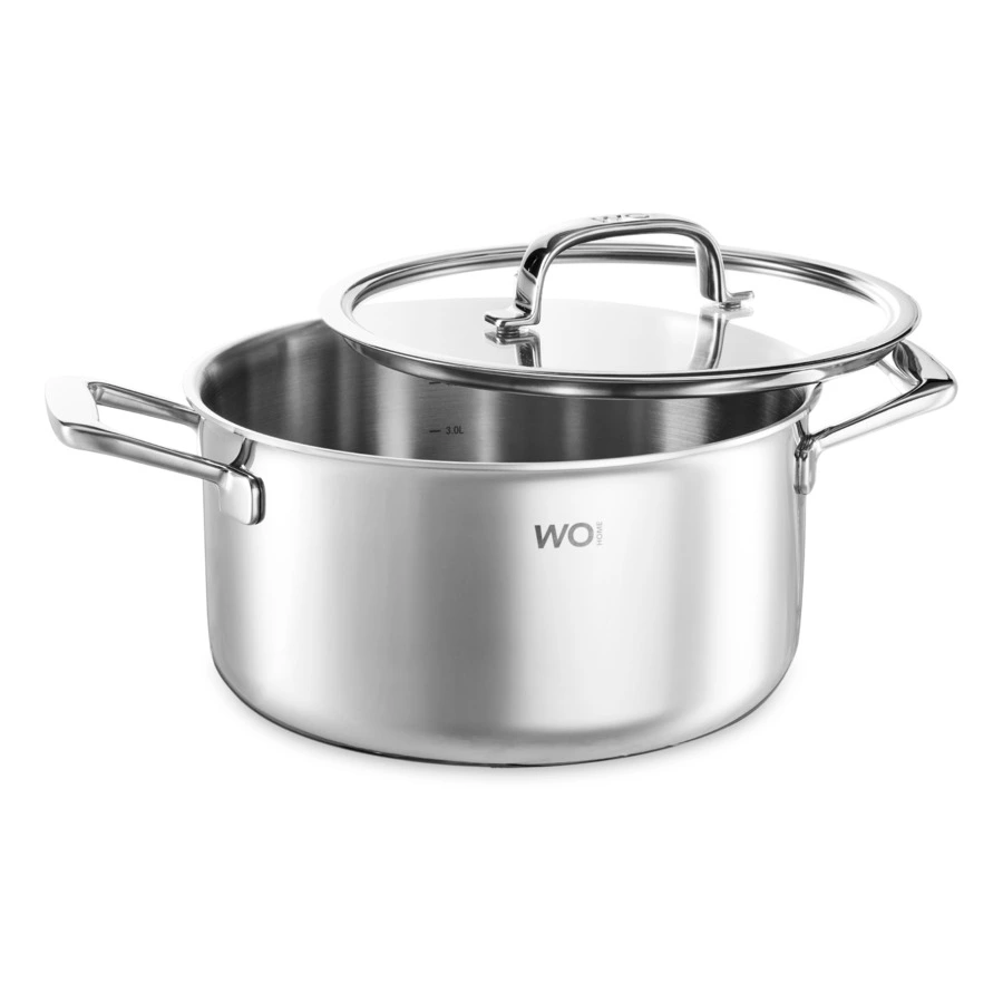 Кастрюля со стеклянной крышкой WO HOME Verona 5,6 л, 24х12,5 см, сталь нержавеющая 18/10, п/к