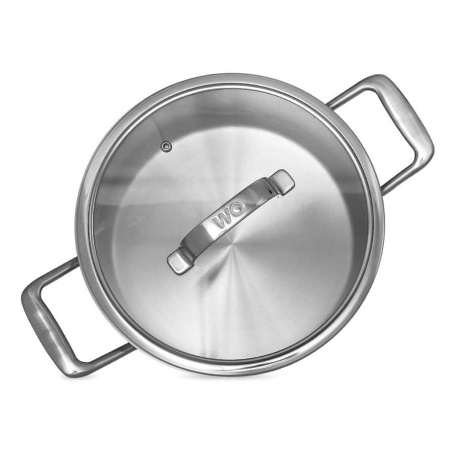 Кастрюля со стеклянной крышкой WO HOME Verona 5,6 л, 24х12,5 см, сталь нержавеющая 18/10, п/к