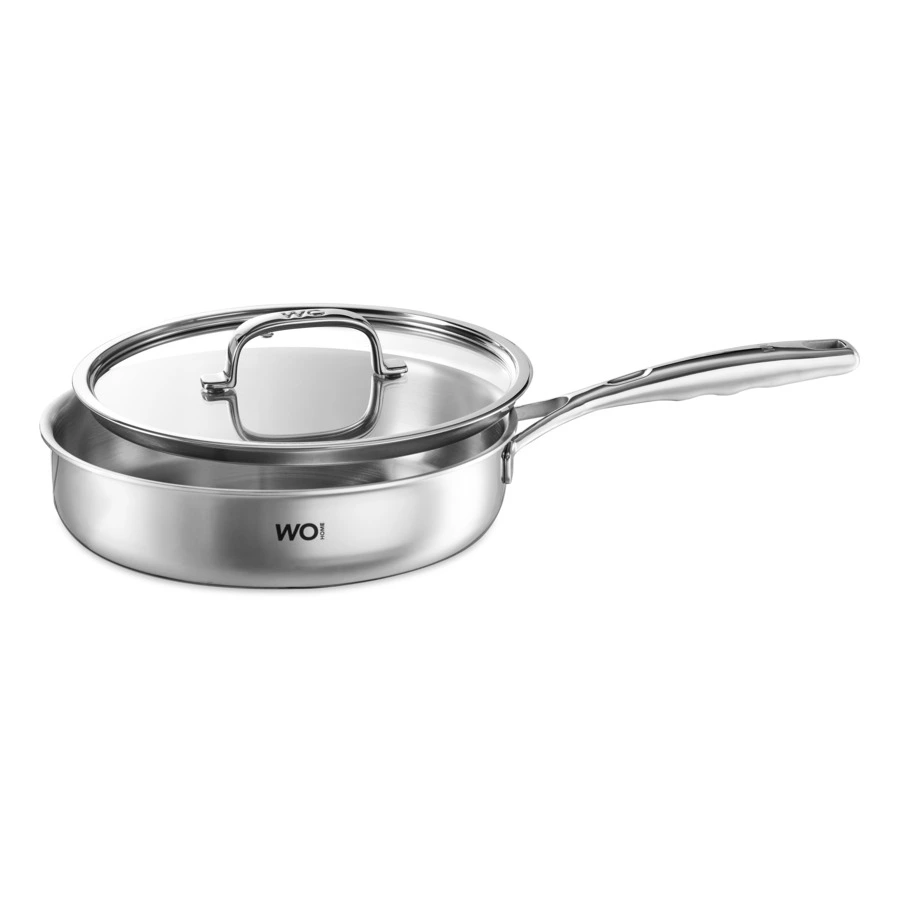 Сковорода со стеклянной крышкой WO HOME Verona 26х6 см, сталь нержавеющая, п/к