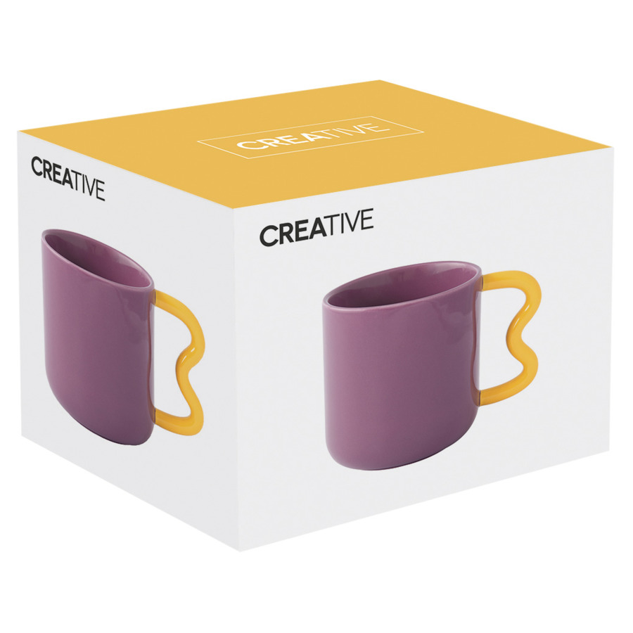 Кружка для чая и кофе Easy Life Creative 350 мл, фарфор твердый, фиолетовая, п/к
