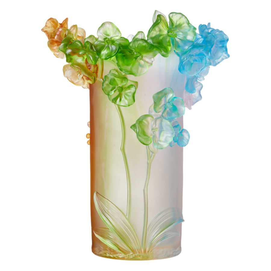 Ваза Decor de table Орхидея 30 см, хрусталь, разноцветная