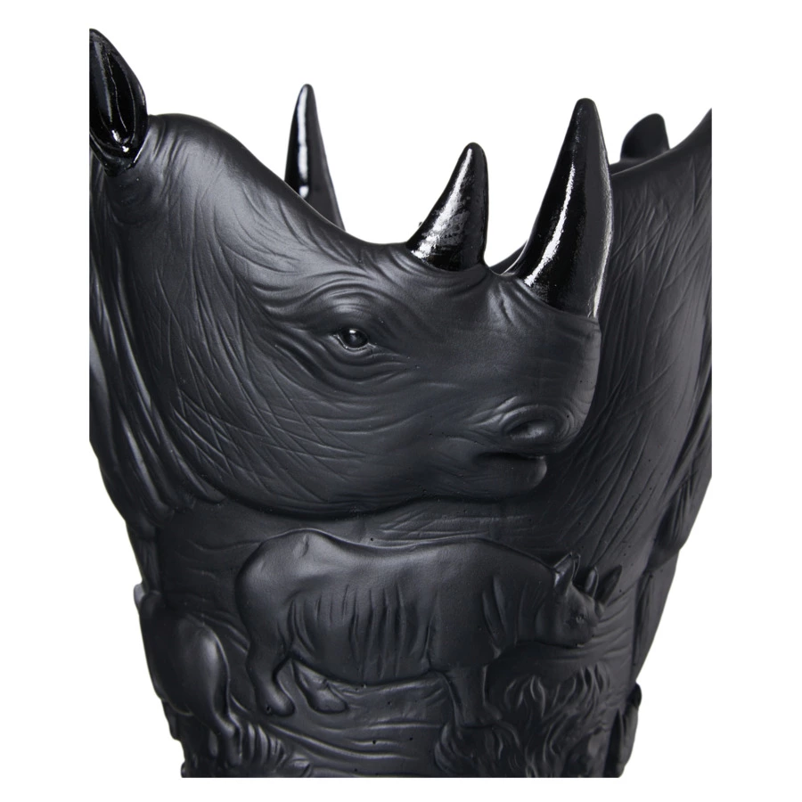 Ваза настольная Decor de Table Pate de Verre Cristal Носорог 30 см, хрустальное тесто, черная, п/к