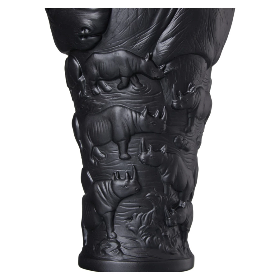 Ваза настольная Decor de Table Pate de Verre Cristal Носорог 30 см, хрустальное тесто, черная, п/к