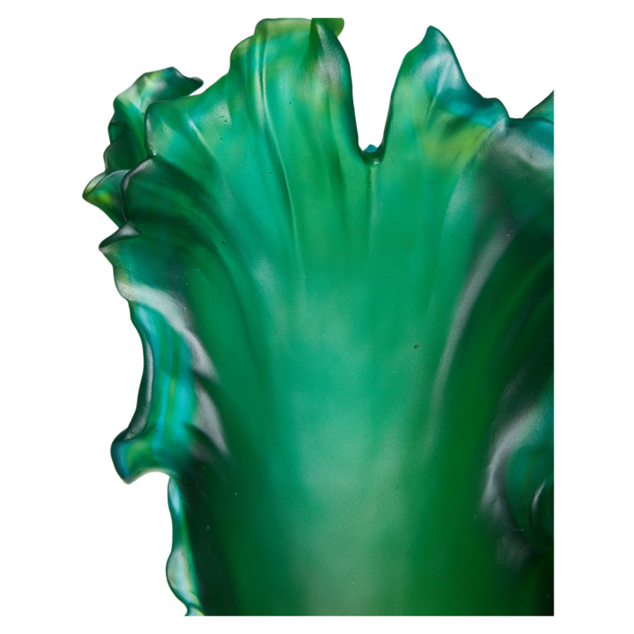 Ваза Decor de table Лепестки 30 см, хрусталь, зеленая