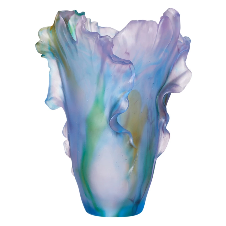 Ваза настольная Decor de Table Pate de Verre Cristal Мак 30 см, хрустальное тесто, разноцветная, п/к