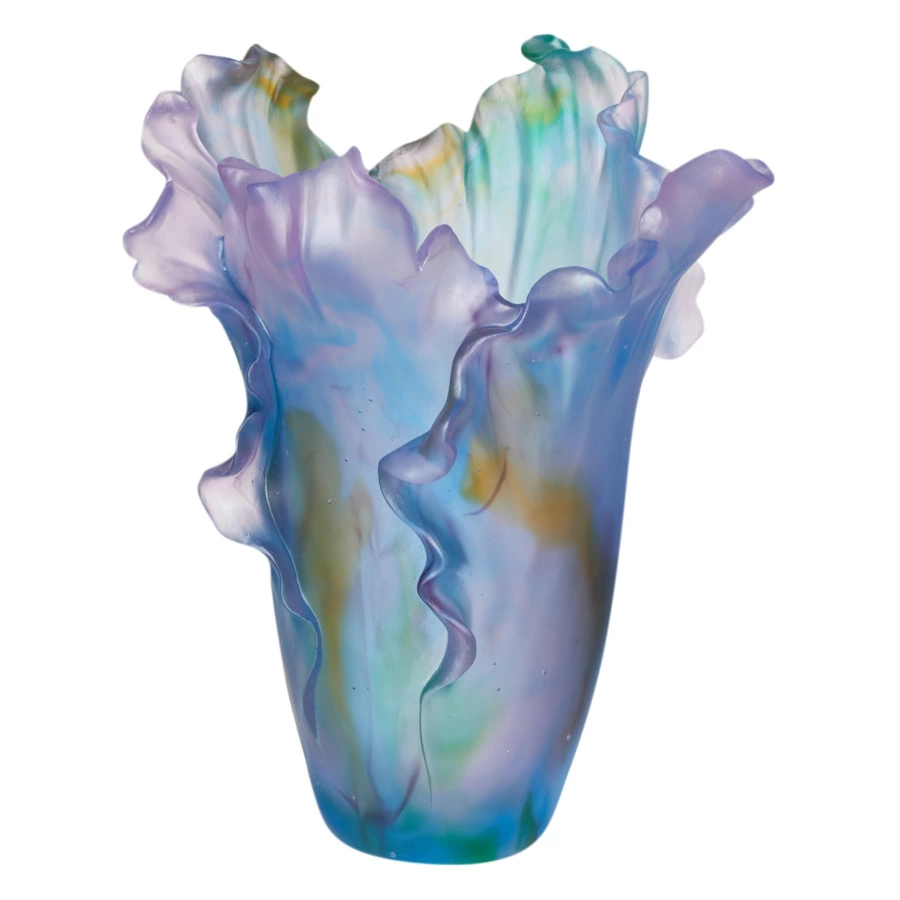 Ваза настольная Decor de Table Pate de Verre Cristal Мак 30 см, хрустальное тесто, разноцветная, п/к