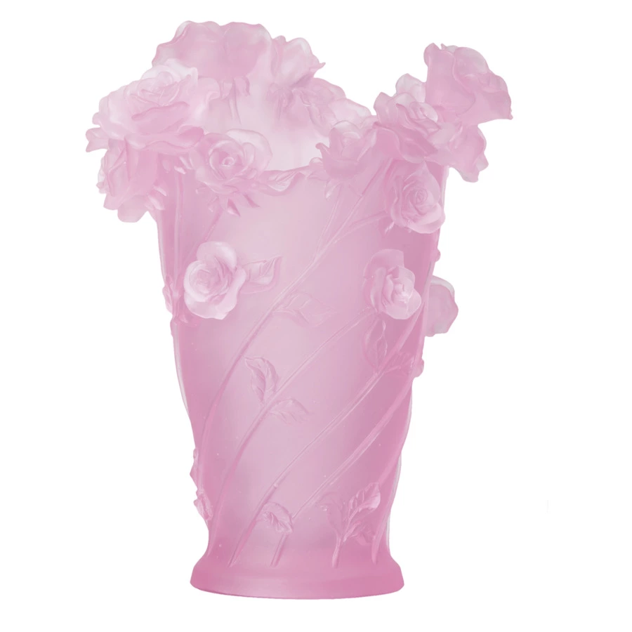 Ваза настольная Decor de Table Pate de Verre Cristal Роза 35 см, хрустальное тесто, розовая, п/к